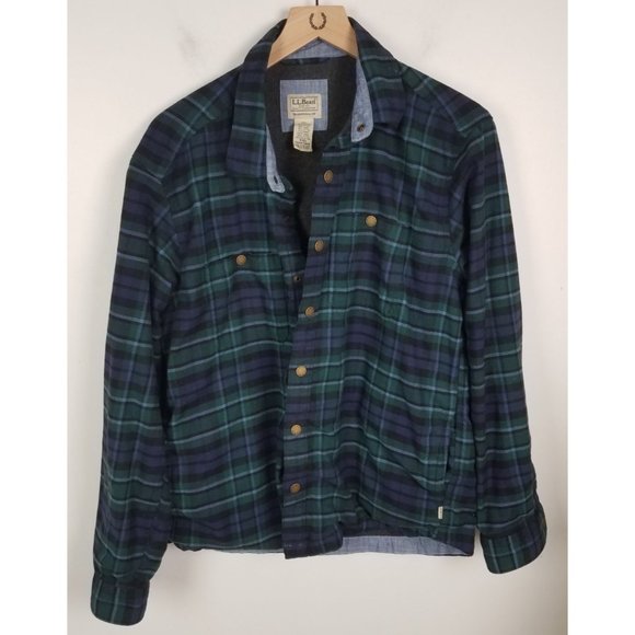 L.L.Bean Other - L.L.Bean Men's Sz. M Navy & Green Flannel Snap Front Shirt Jacket